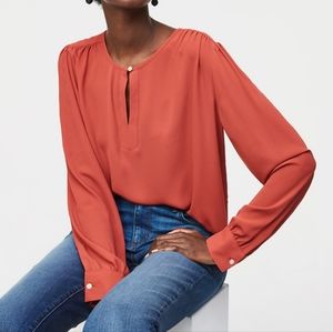 Loft Shirred Keyhole Blouse